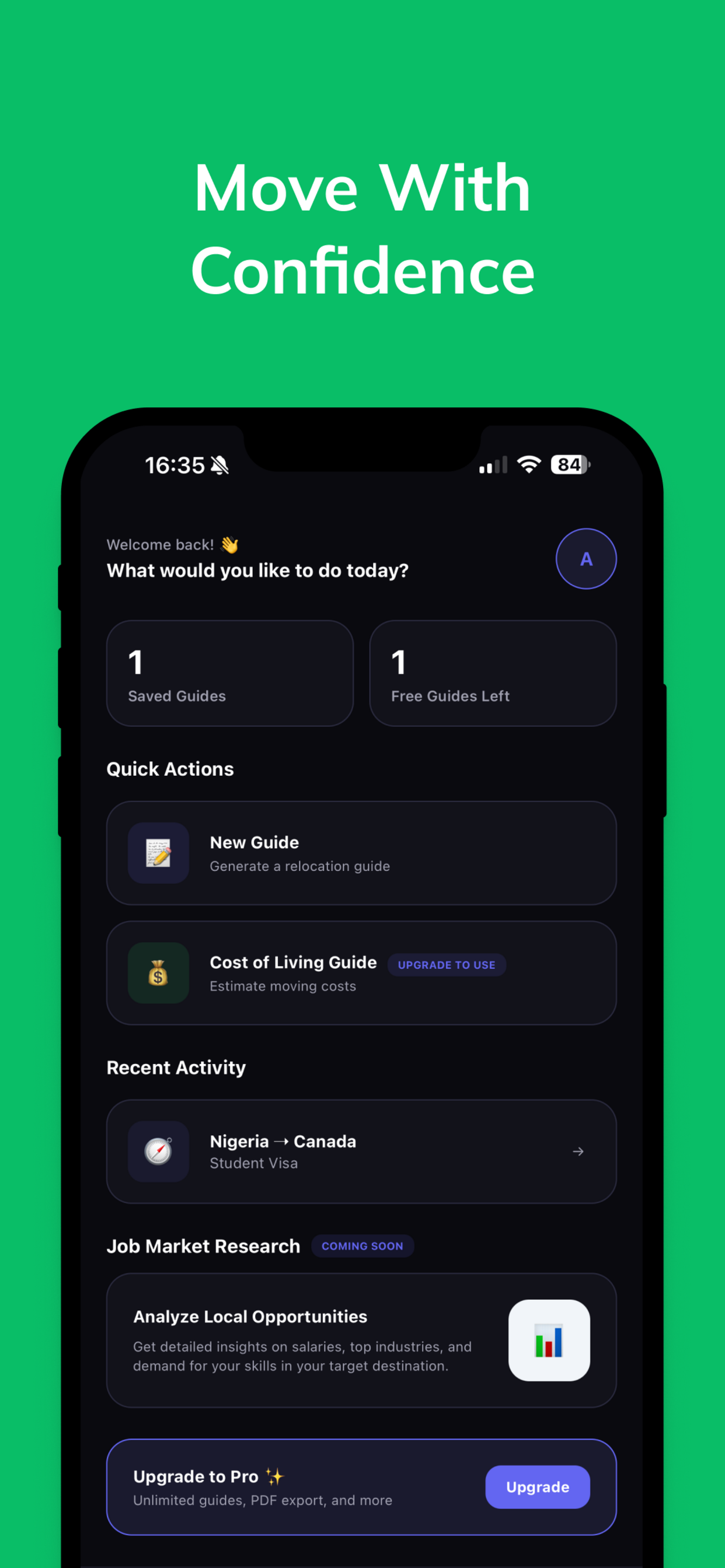 MoveAtlas - Home Dashboard